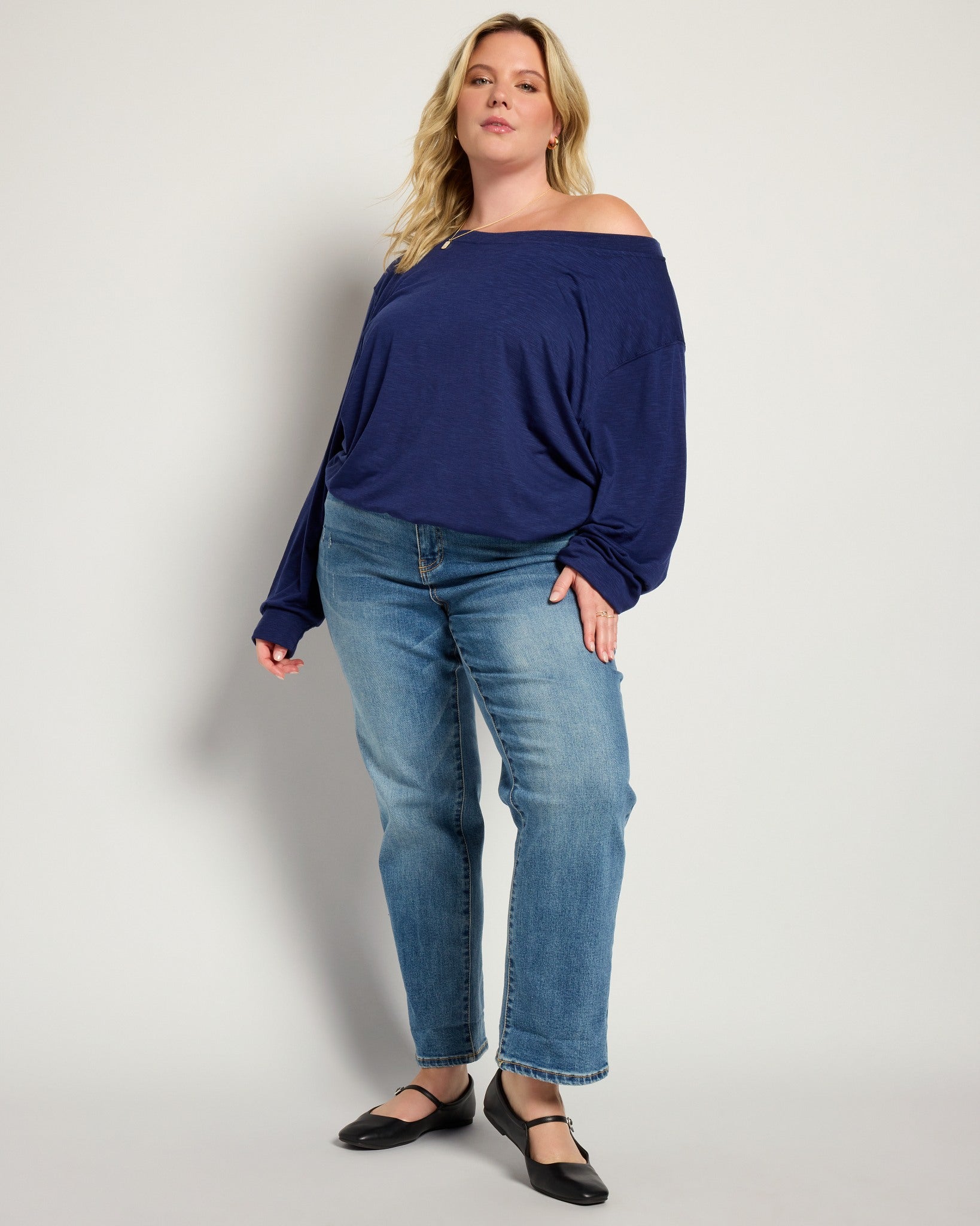 Sapphire $|& SEAS Brooksville Slub Off The Shoulder Top - UGC On Fig
