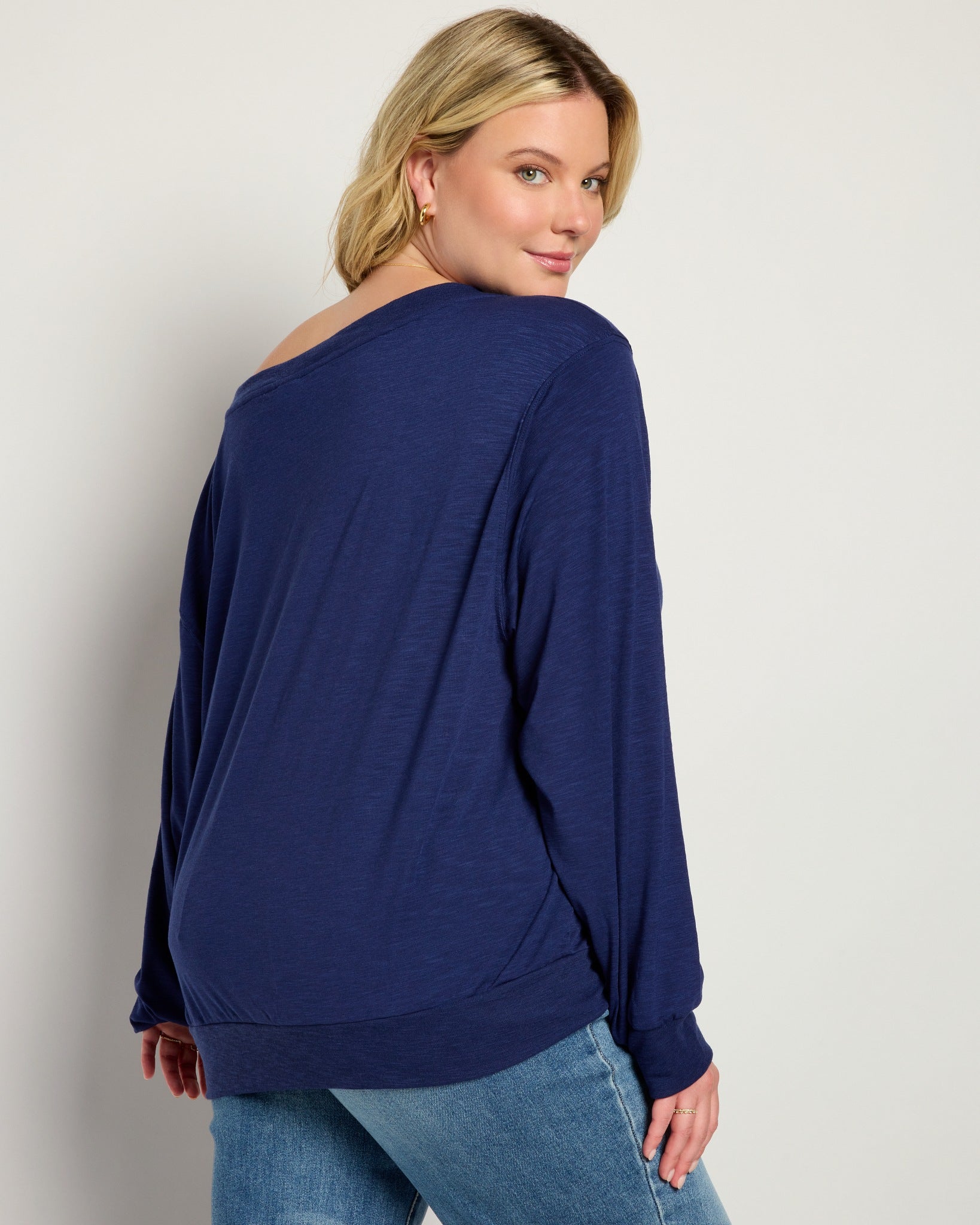 Sapphire $|& SEAS Brooksville Slub Off The Shoulder Top - SOF Back