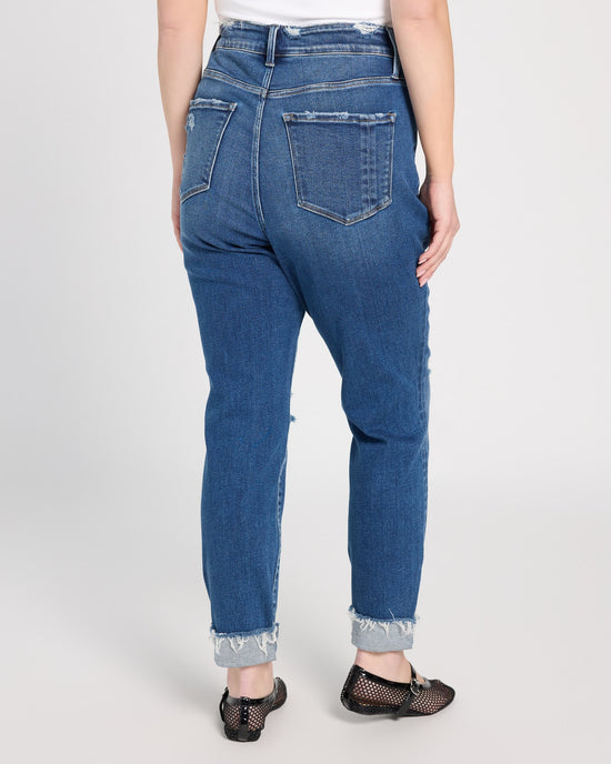 Medium Dark Blue $|& Vervet High Rise Distressed Cropped Skinny Jeans - SOF Back