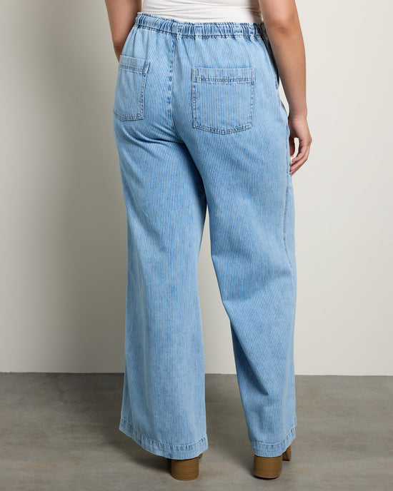 Washed Indigo Stripe Blue $|& Thread & Supply Norman Lightweight Pant with Tie Waist - SOF Back