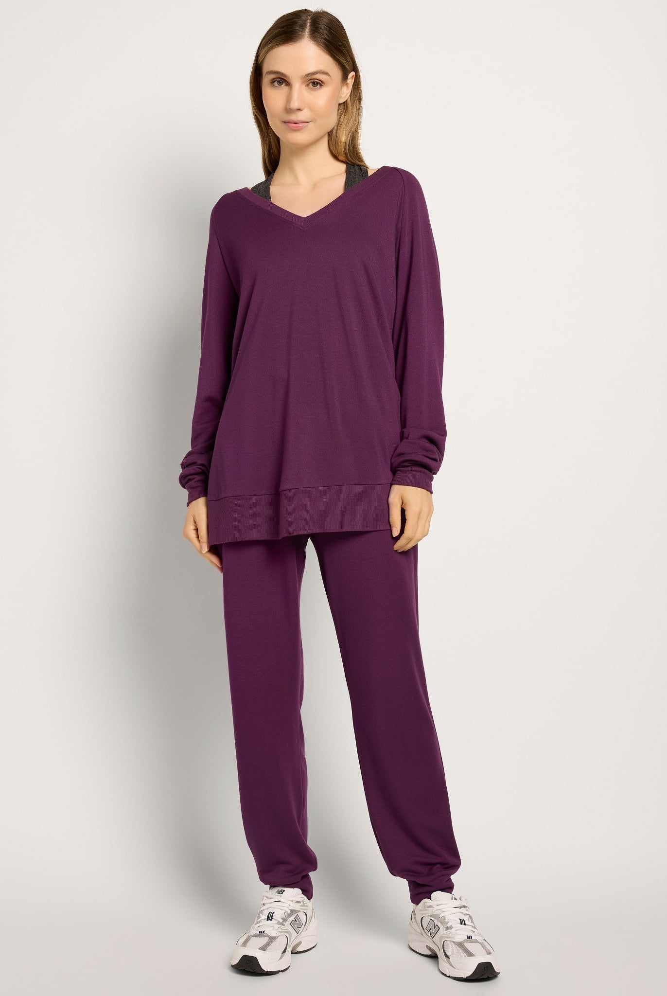 Amethyst $|& Interval Flex Fleece V-Neck Top - UGC On Fig