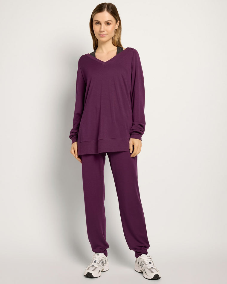 Amethyst $|& Interval Flex Fleece V-Neck Top - UGC On Fig