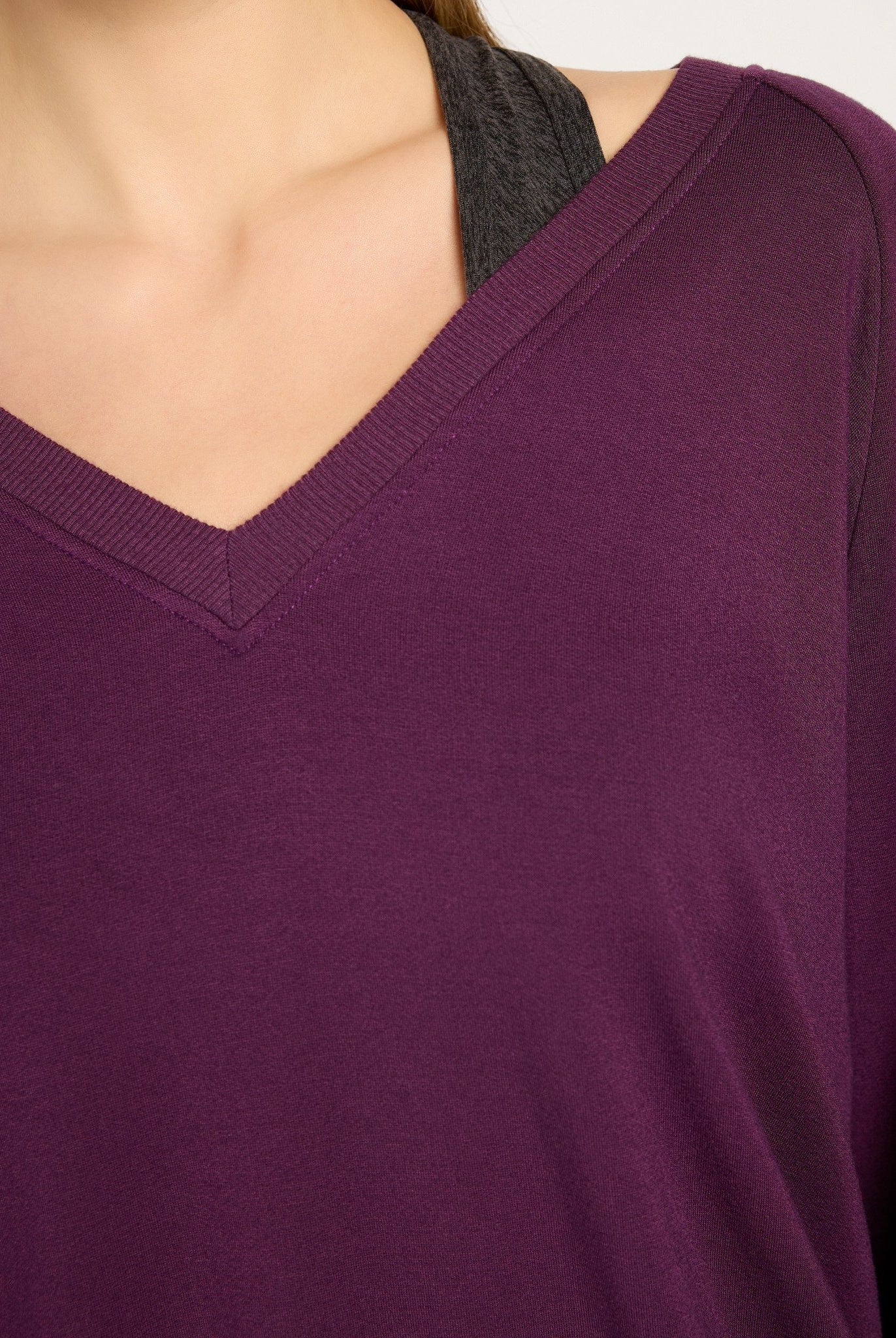 Amethyst $|& Interval Flex Fleece V-Neck Top - SOF Full Front