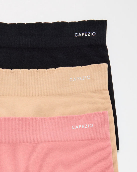 Black/Porcelain/Dusty Rose $|& Capezio Seamless Ribbed Boy Short 3 Pack - SOF Front