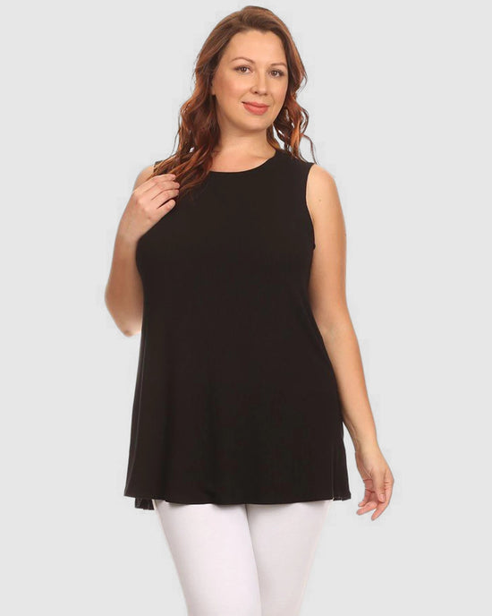 Black $|& Chris & Carol Ribbed Scoop Neck Tank Top - VOF Detail
