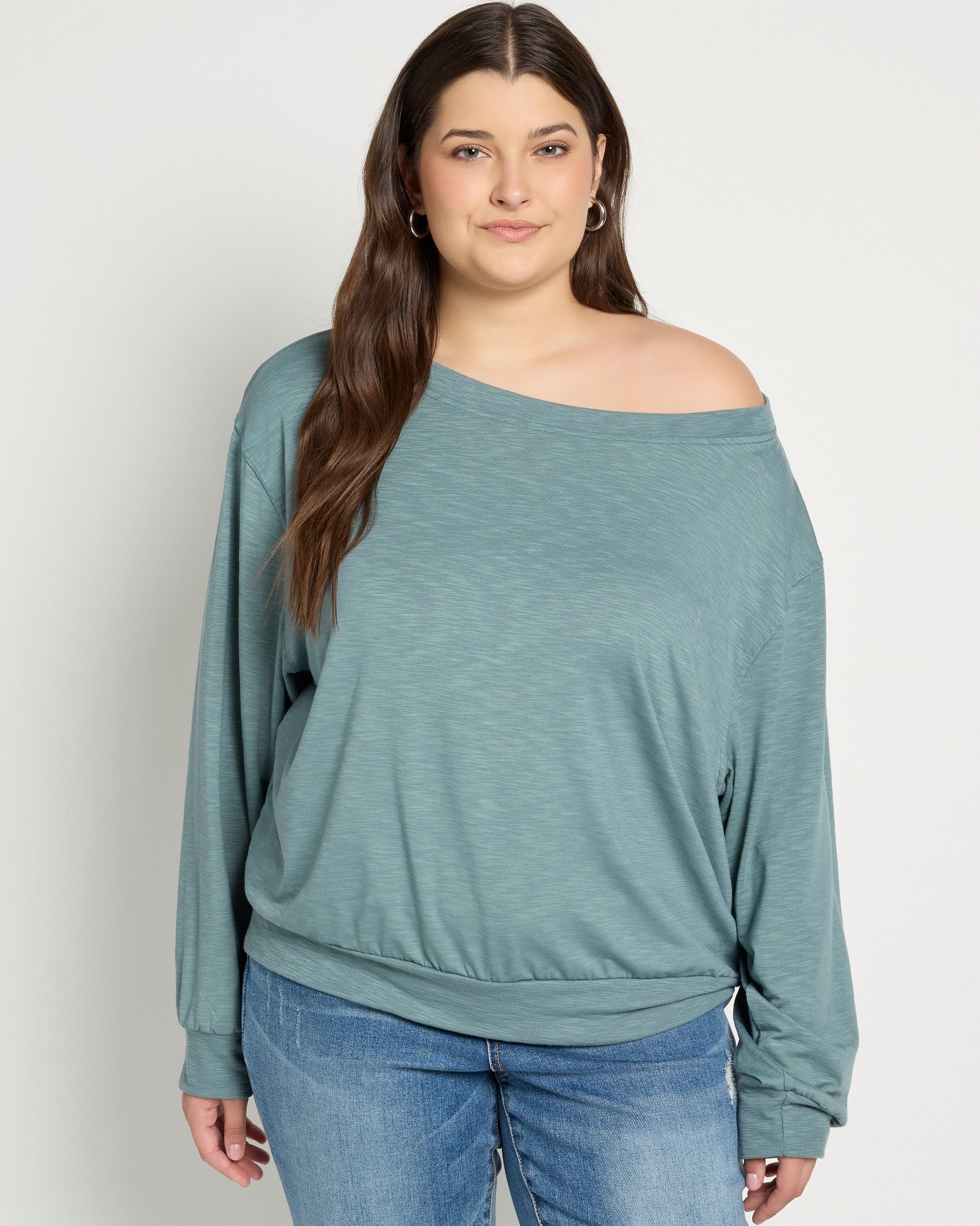 Lagoon $|& SEAS Brooksville Slub Off The Shoulder Top - SOF Front