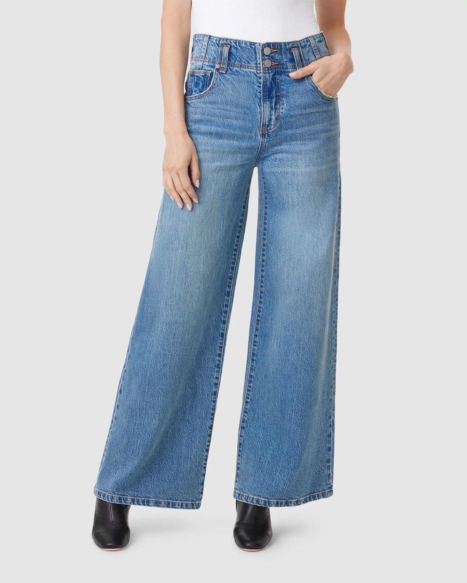 Ocean $|& Habitual Easton Super High Rise Wide Leg Jeans - VOF Front