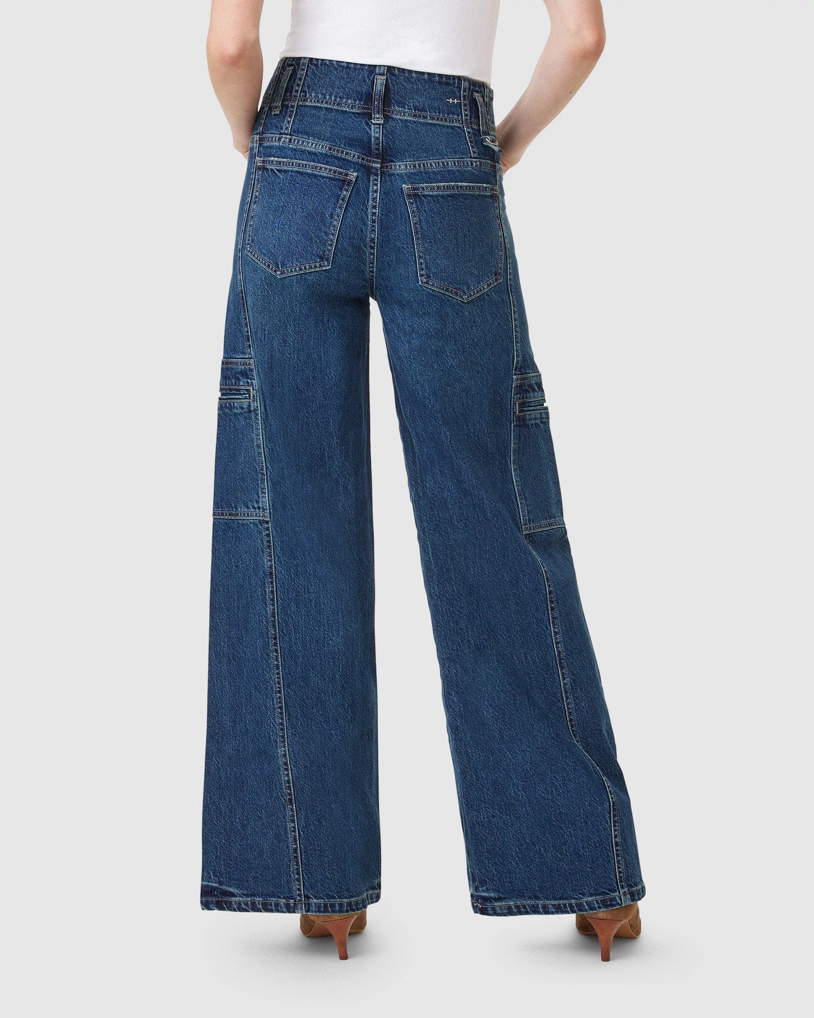 Tide Blue $|& Habitual Extra Wide Leg Cargo Jeans - VOF Back