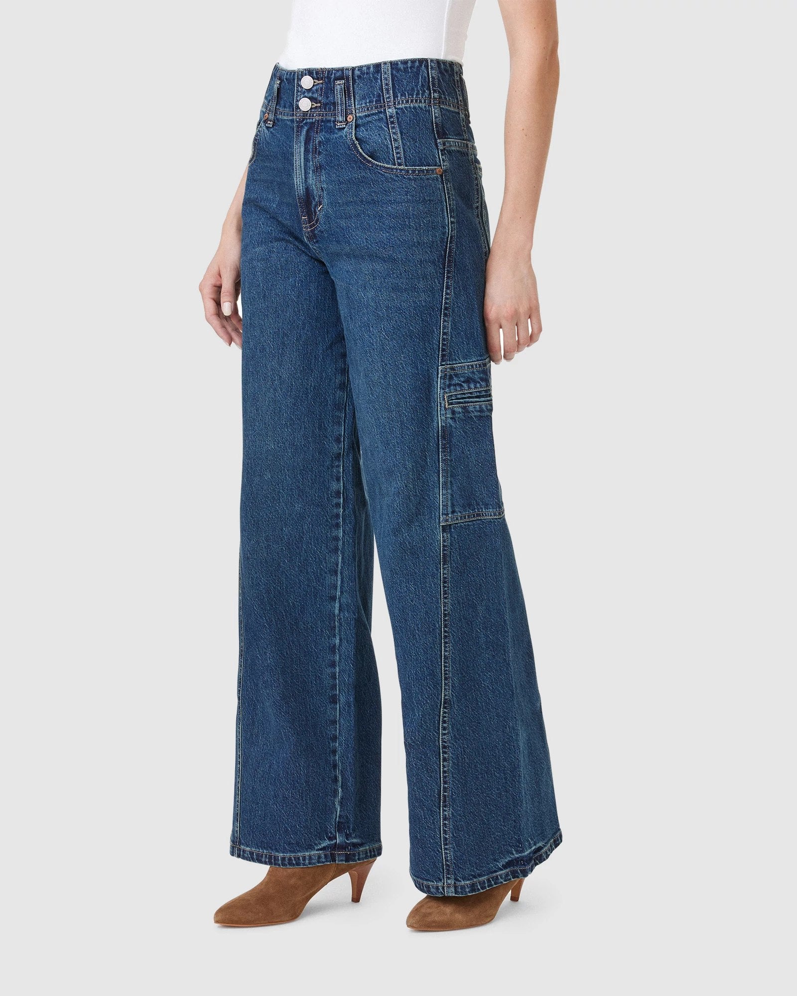 Tide Blue $|& Habitual Extra Wide Leg Cargo Jeans - VOF Side