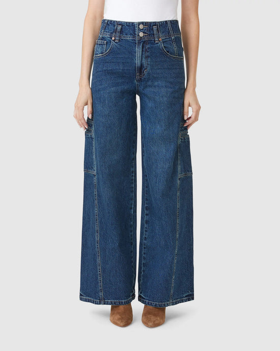 Tide Blue $|& Habitual Extra Wide Leg Cargo Jeans - VOF Front