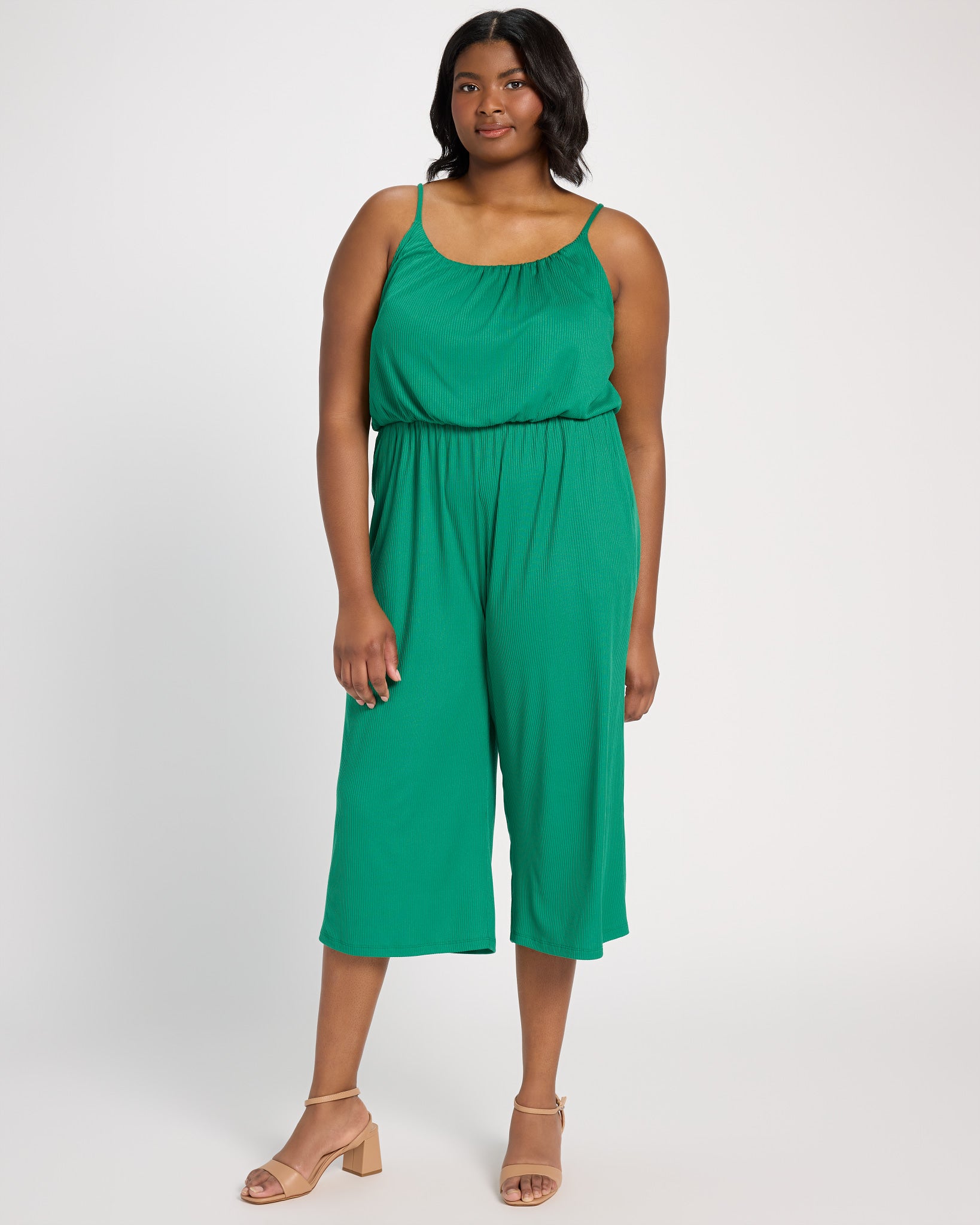 True Green $|& Gilli Cropped Spaghetti Strap Jumpsuit - SOF Front
