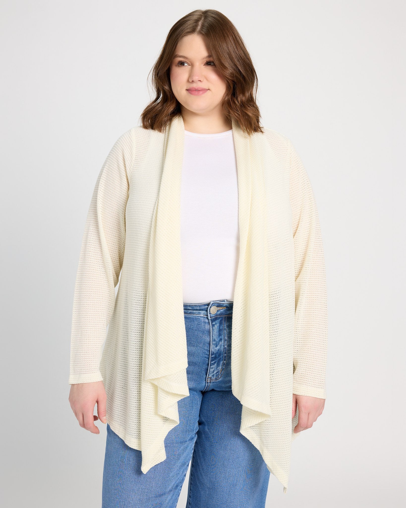Cream $|& Bobeau Waterfall Cardigan - SOF Front