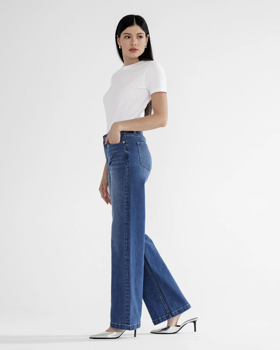 Captain Blue $|& Mica Denim Mid Rise Wide Leg Jeans - VOF Side