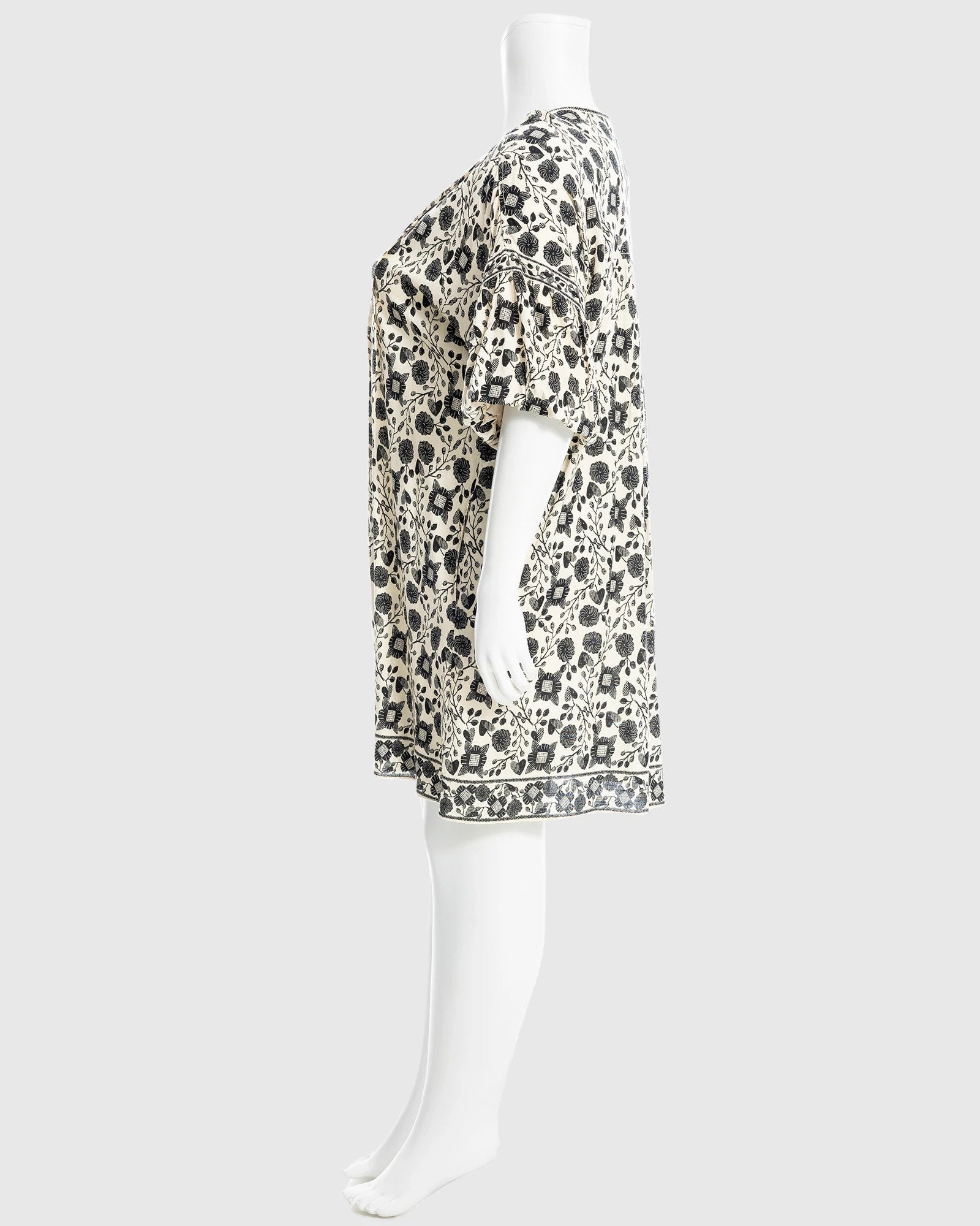 Cream/Black $|& Max Studio Puff Sleeve Short Dress - Hanger Front