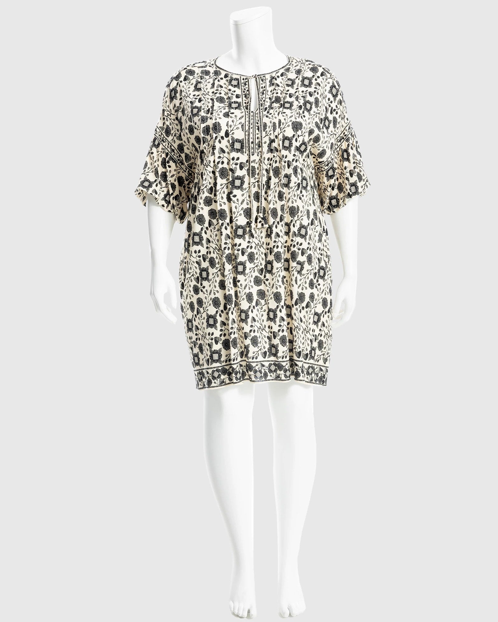 Cream/Black $|& Max Studio Puff Sleeve Short Dress - VOF Detail