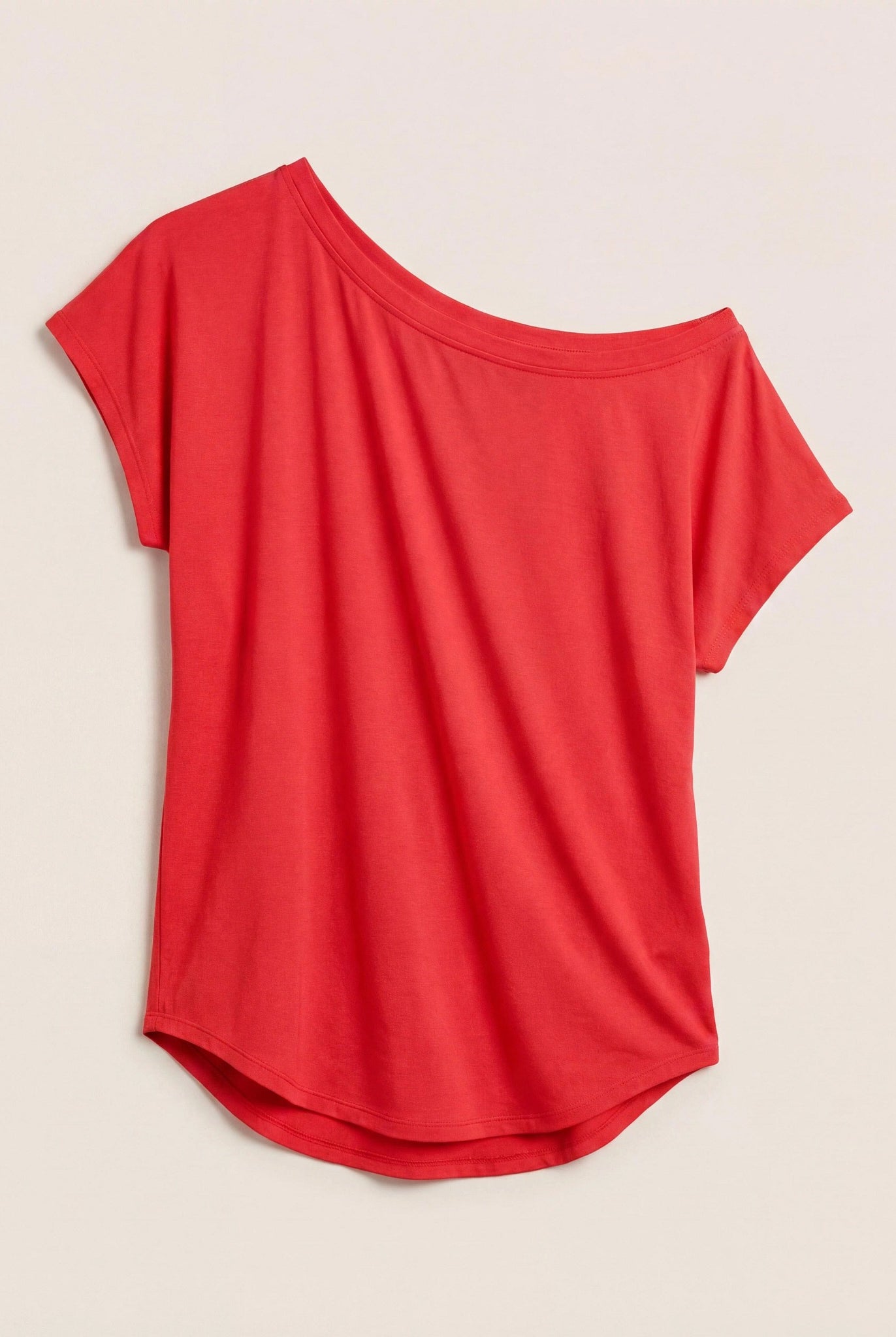 Pomegranate $|& SEAS Edgewater Off The Shoulder Tee - Hanger Detail