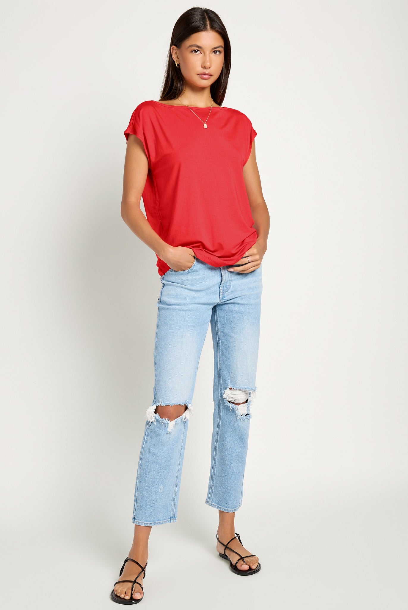 Pomegranate $|& SEAS Brentwood Boat Neck Top - UGC On Fig