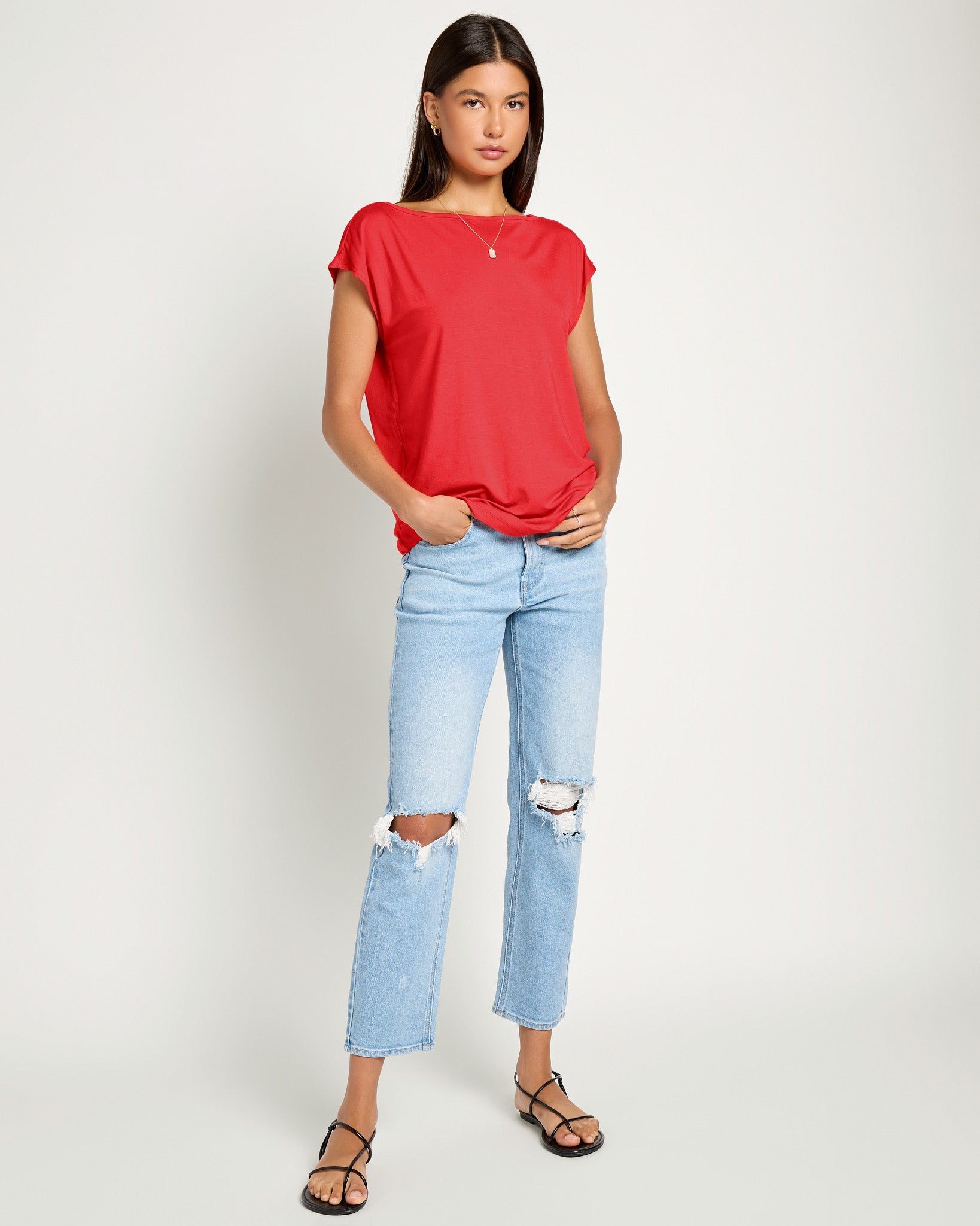 Pomegranate $|& SEAS Brentwood Boat Neck Top - UGC On Fig