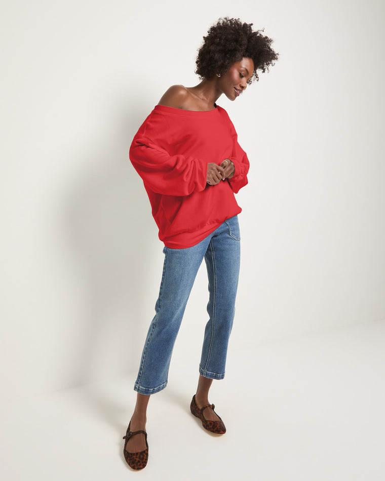 Pomegranate $|& SEAS Brooksville One Shoulder Sweatshirt - UGC On Fig