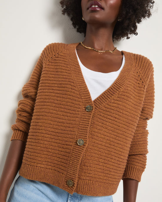 Sea Grass $|& SEAS Meadow V-Neck Cardigan - SOF Full Front
