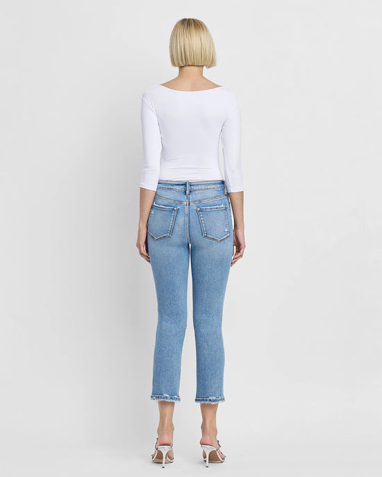 Exult Blue $|& Lovervet Mid Rise Slim Straight Leg Jeans - Hanger Side
