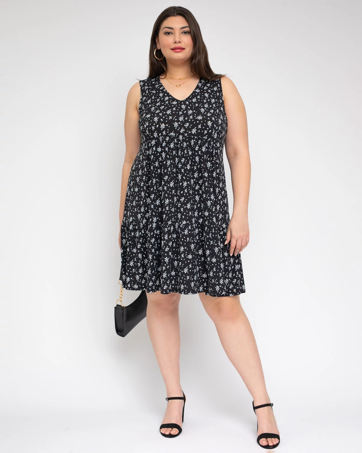 Black White Floral $|& Gilli Sleeveless Floral Dress - VOF Detail
