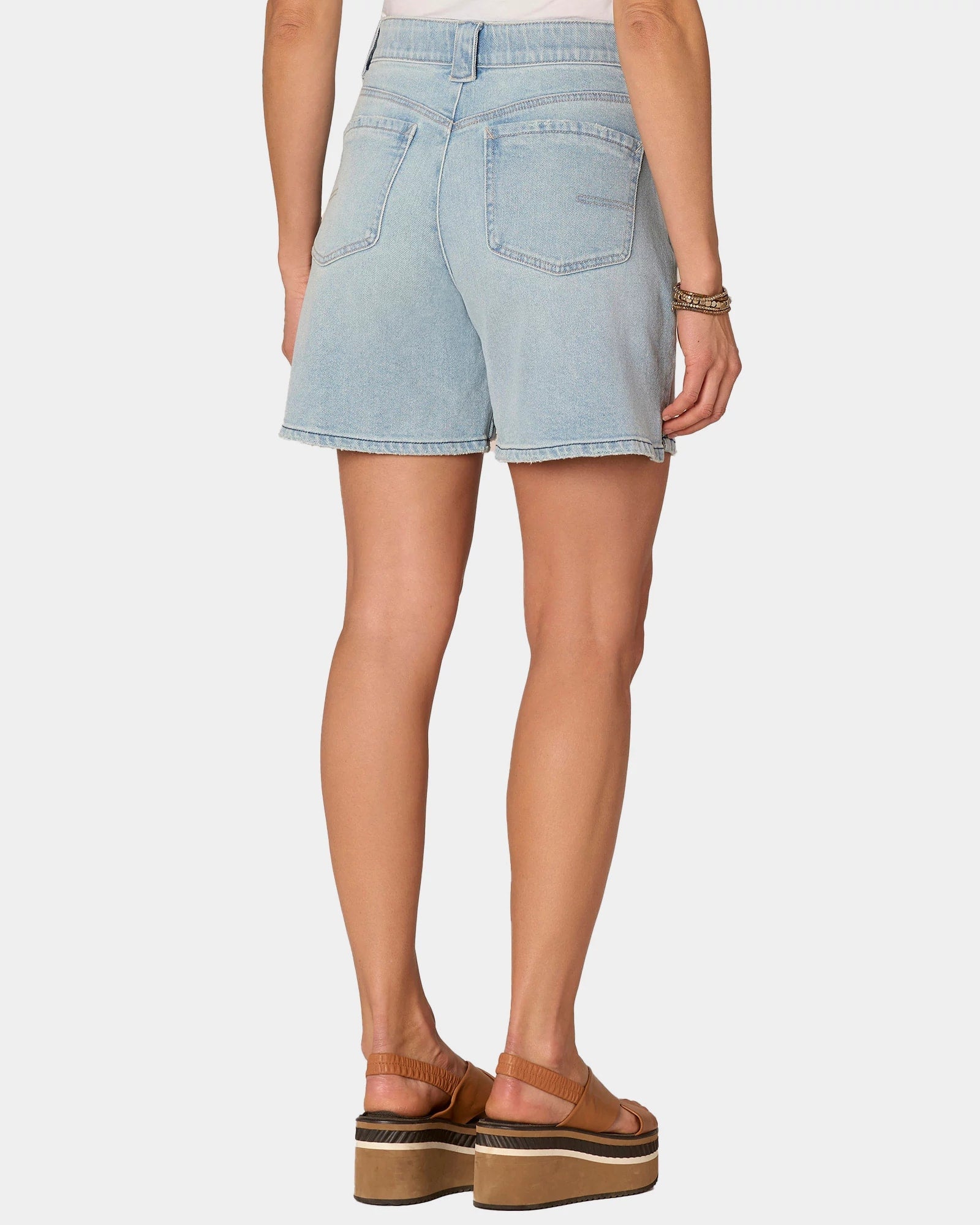 Light Blue Artisanal $|& Democracy Ableisure Skyrise Relaxed Short With Drawstring - Hanger Side