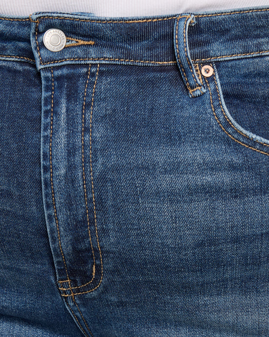 Dark Sea Blue $|& Mica Denim Super High Rise Shorts - SOF Full Front