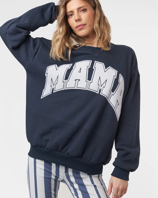 Navy Blazer $|& Project Social T Flocked Mama Sweatshirt - VOF Detail