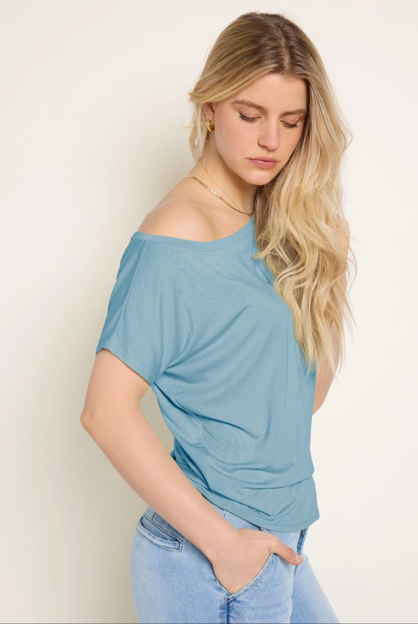 Wave $|& SEAS Edgewater Off The Shoulder Tee - SOF Full Front