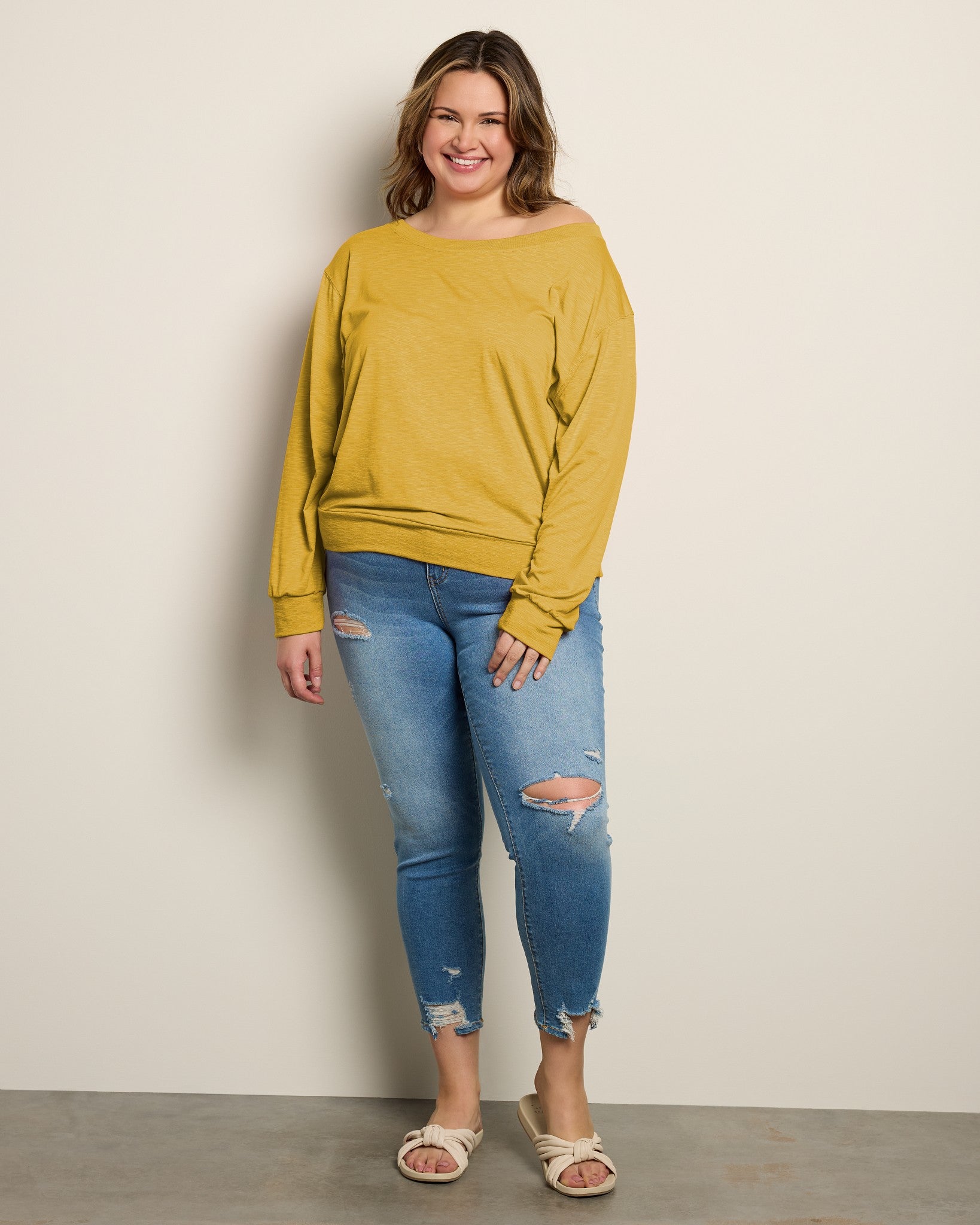 Golden $|& SEAS Brooksville Slub Off The Shoulder Top - UGC On Fig