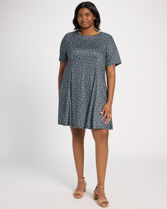 Dark Blue Floral $|& Mikarose Sara Swing Dress - SOF Front