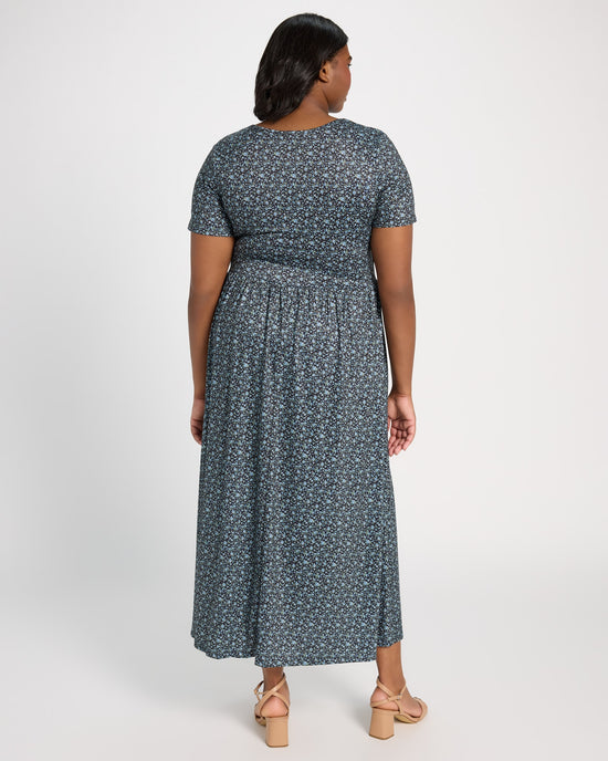 Dark Blue Floral $|& Mikarose Morgan Wrap Maxi Dress - SOF Back