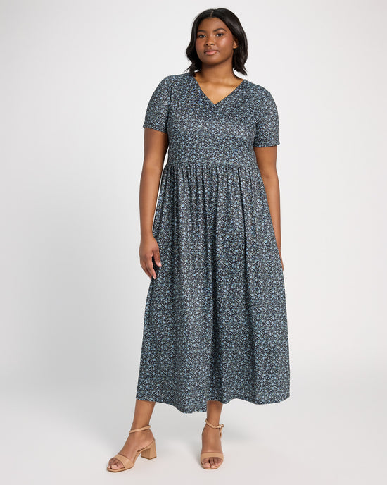 Dark Blue Floral $|& Mikarose Morgan Wrap Maxi Dress - SOF Front