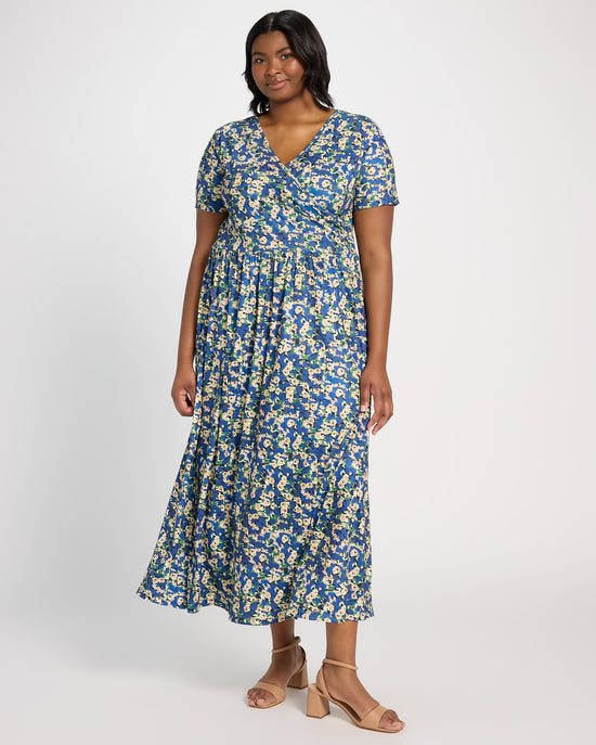 Blue Floral $|& Mikarose Morgan Wrap Maxi Dress - SOF Front