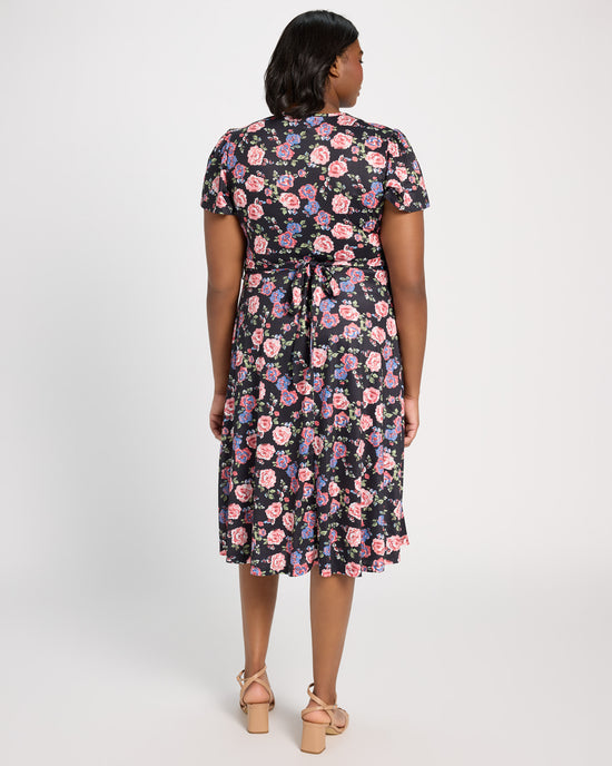 Black/Pink Floral $|& Mikarose Floral Janae Midi - SOF Back