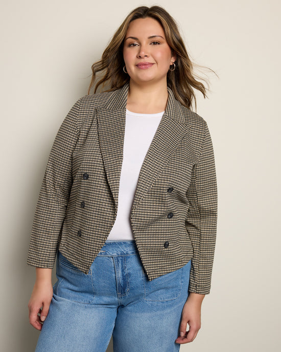 Black/Tan Check Black $|& Liverpool Open Front Blazer - SOF Front