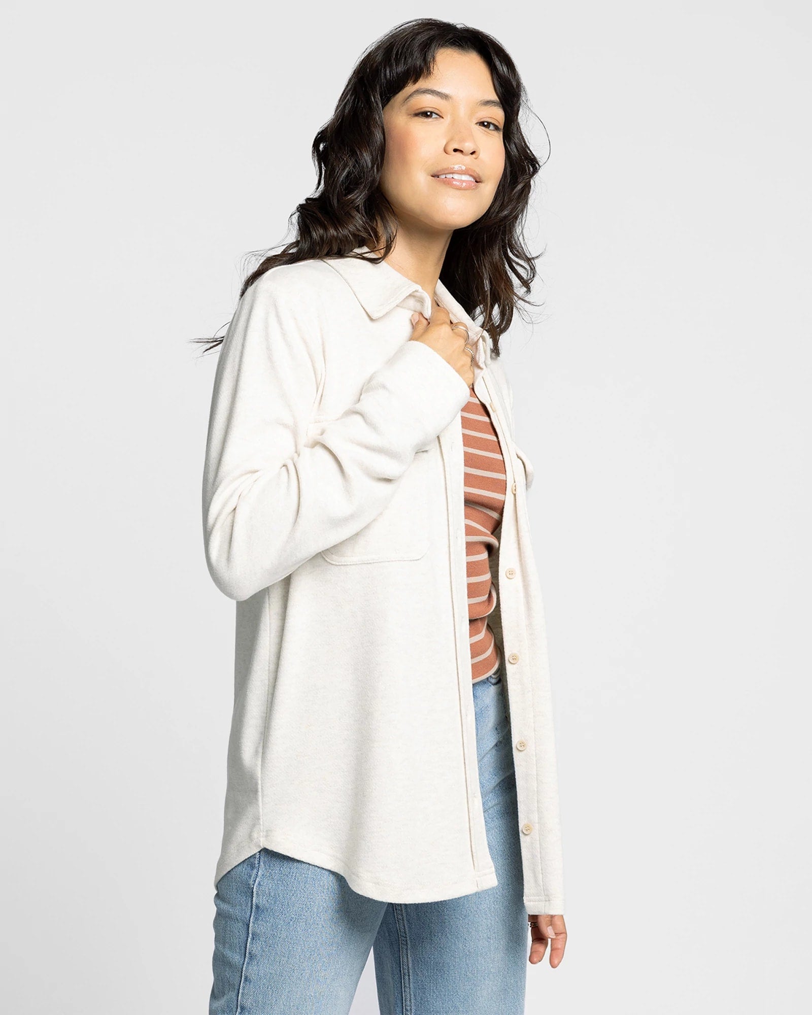 Heather Oatmeal $|& Thread & Supply Cassian Solid Shirt - Hanger Front