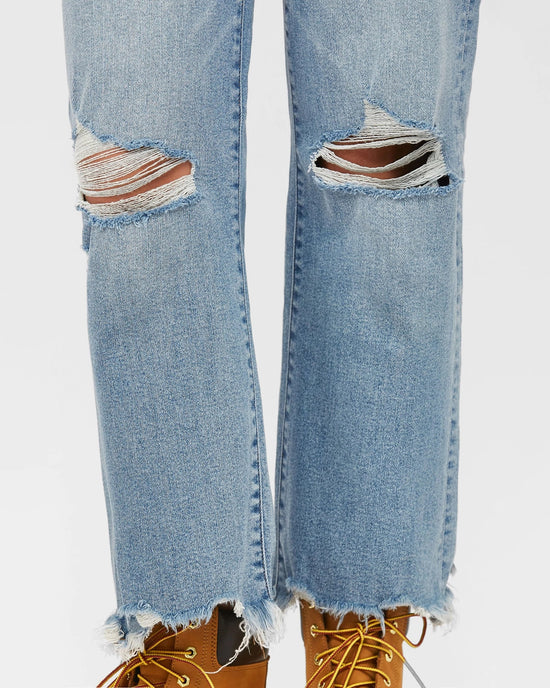 Medium Light $|& Hidden The Ella Wide Straight Leg Jeans - Hanger Back