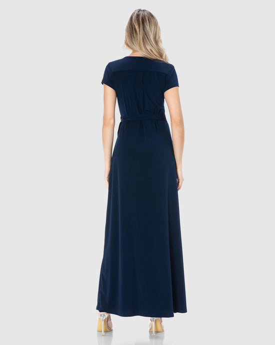 Navy $|& Brooklyn Isles Solid Wrap Maxi Dress - Hanger Side