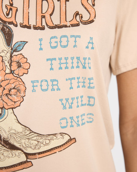 Taupe $|& Polagram Long Live Cowgirls Tee - SOF Full Front