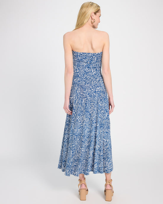 Blue Multi $|& Brooklyn Isles Printed Tube Flare Midi Dress - SOF Back