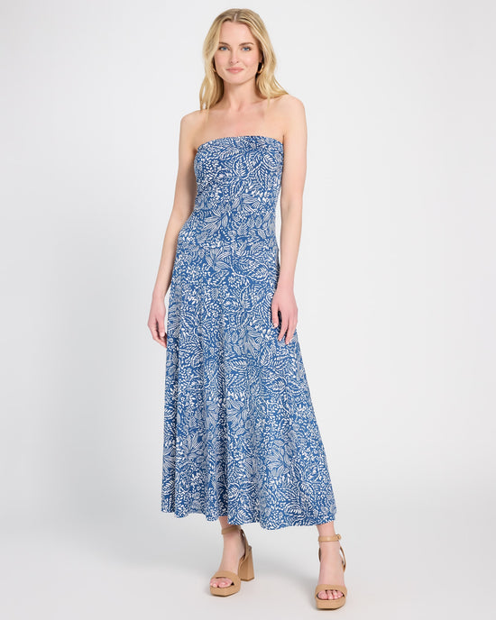 Blue Multi $|& Brooklyn Isles Printed Tube Flare Midi Dress - SOF Front