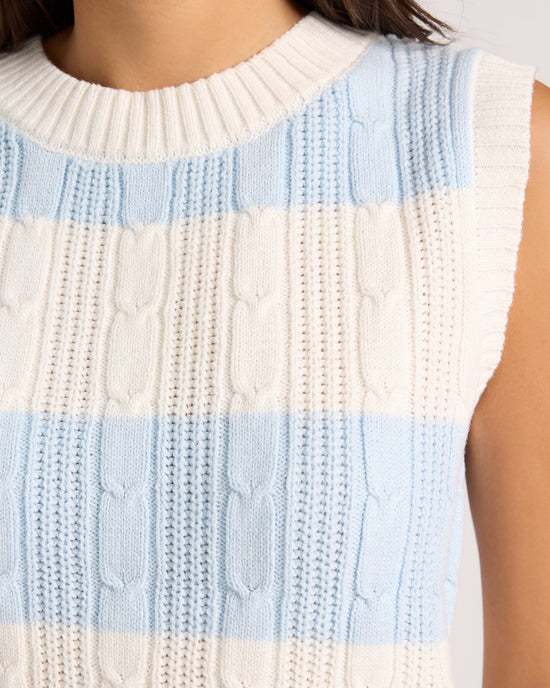 Baby Blue $|& Vigoss Sleeveless Rugby Stripe Sweater Tank - SOF Full Front