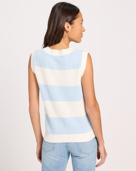 Baby Blue $|& Vigoss Sleeveless Rugby Stripe Sweater Tank - SOF Back
