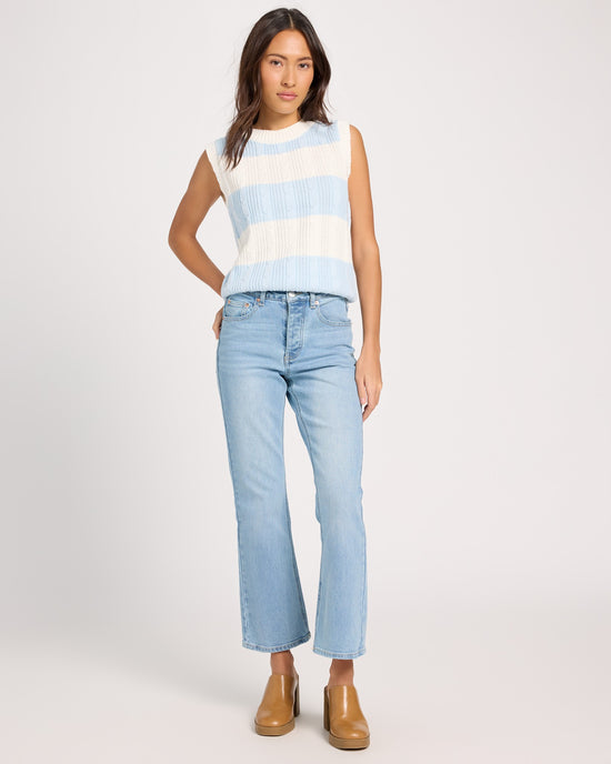 Baby Blue $|& Vigoss Sleeveless Rugby Stripe Sweater Tank - UGC On Fig