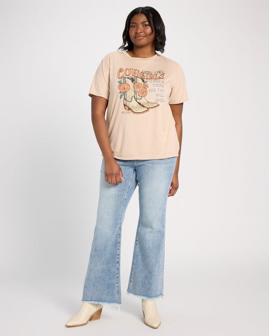 Taupe $|& Polagram Long Live Cowgirls Tee - UGC On Fig