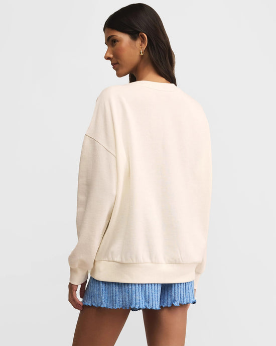 White Shell $|& Z Supply Mama Knit Denim Sweatshirt - Hanger Side