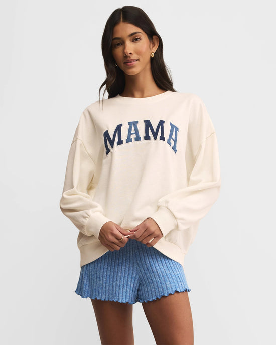 White Shell $|& Z Supply Mama Knit Denim Sweatshirt - VOF Detail