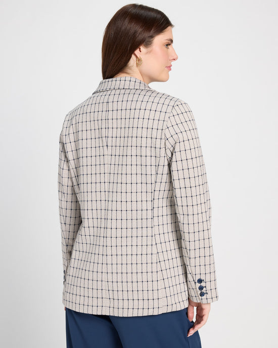 Navy Taupe Grid $|& Liverpool Fitted Blazer - SOF Back